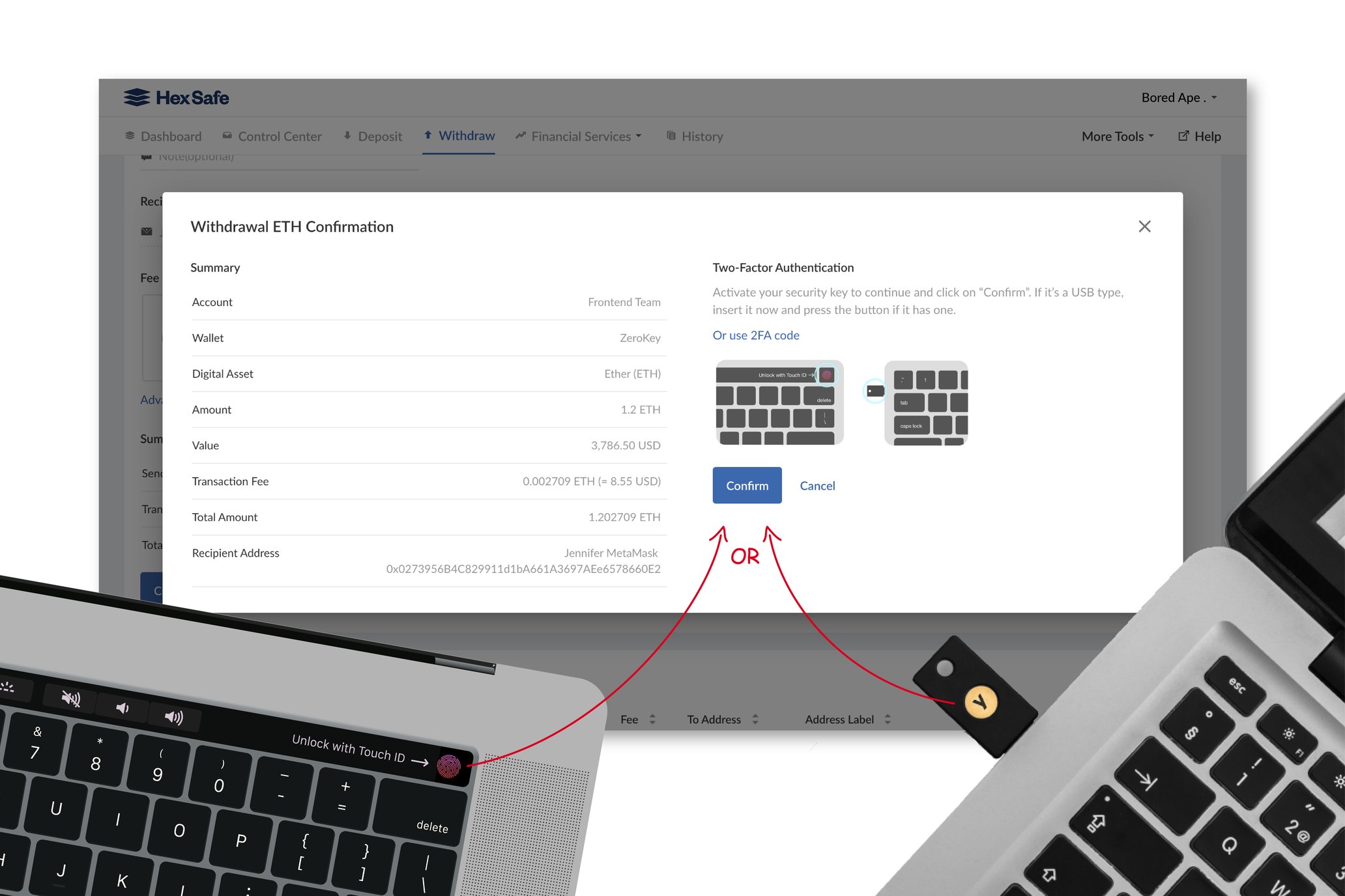 User Security Key 2FA set up.