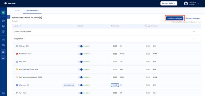 Gas Station settings example